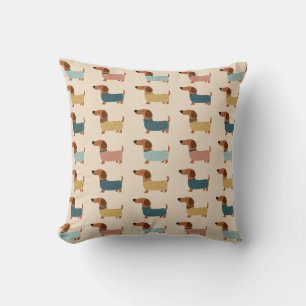 Cozy Dachshund Sweater Pattern Throw Pillow