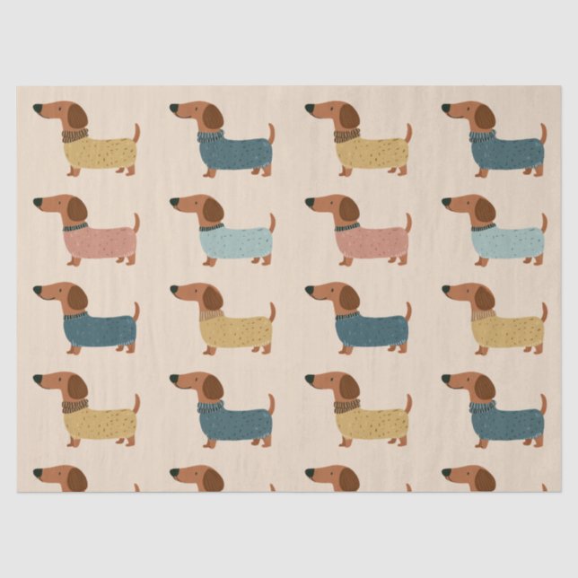 Cozy Dachshund Sweater Pattern Tissue Paper (Front)