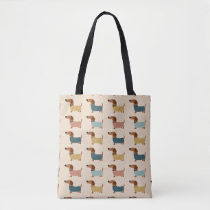 Cozy Dachshund Sweater Pattern Tote Bag