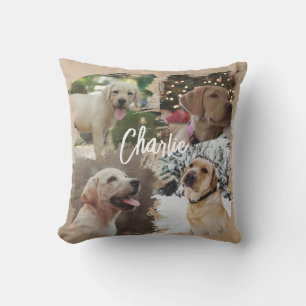 Cozy Decor Collage Dog Photo Journey Keepsake Throw Pillow