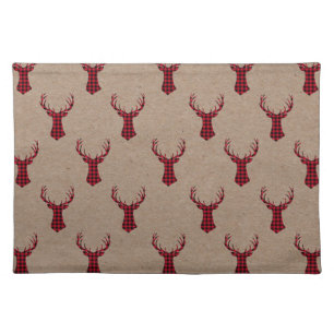 Cozy Deer Kraft Plaid Christmas Cloth Placemat