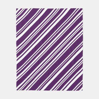 Cozy Diagonal Purple and White Stripes Fleece Blanket