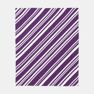 Cozy Diagonal Purple and White Stripes Fleece Blanket