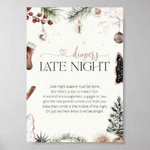 Cozy Diapers Late Night Baby Shower Poster