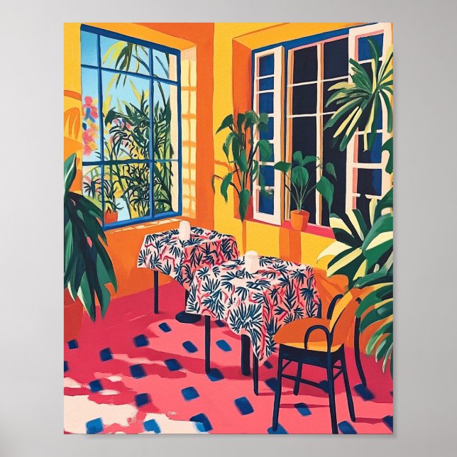 Cozy Dining Area Stylized Interior Poster Wall Art (Front)