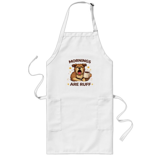 Cozy Dog Illustration Long Apron (Front)