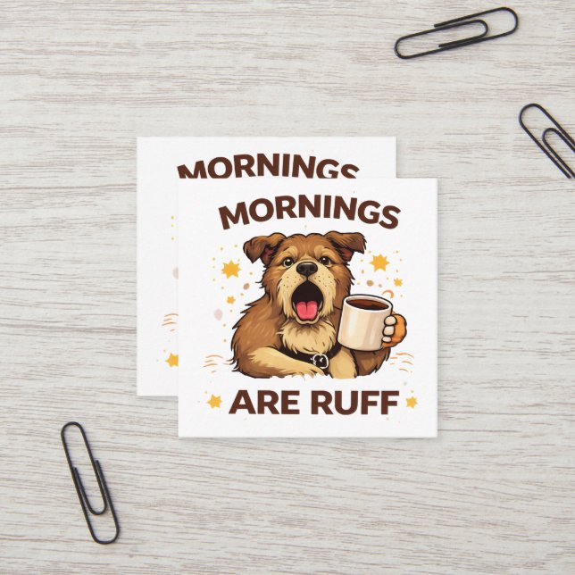 Cozy Dog Illustration Square Business Card (Front/Back In Situ)