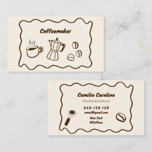 cozy doodle Brown coffee business card