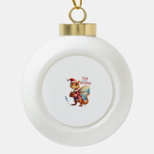 Cozy Dragonfly Christmas Ceramic Ball Christmas Ornament