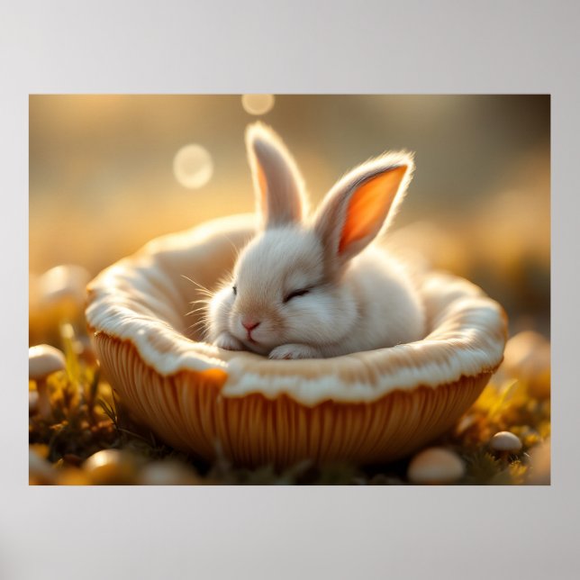 Cozy Dream Bunny – Sleeping Baby Rabbit Art Poster (Front)