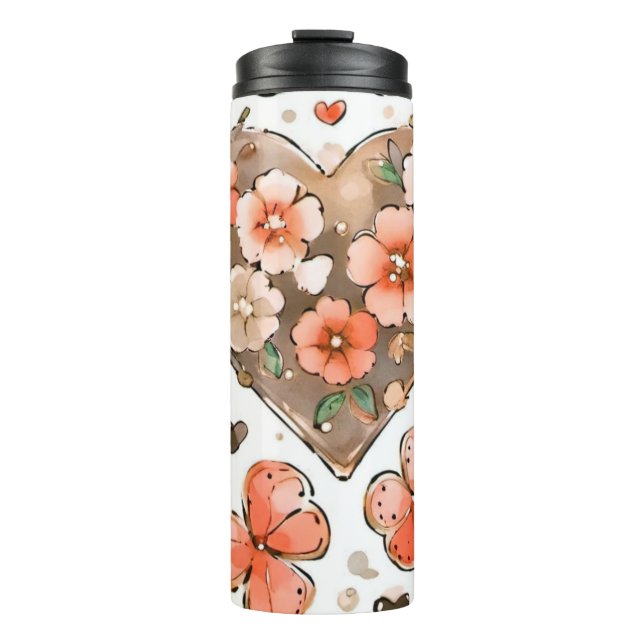 Cozy Earth Toned Butterfly Design Thermal Tumbler (Front)