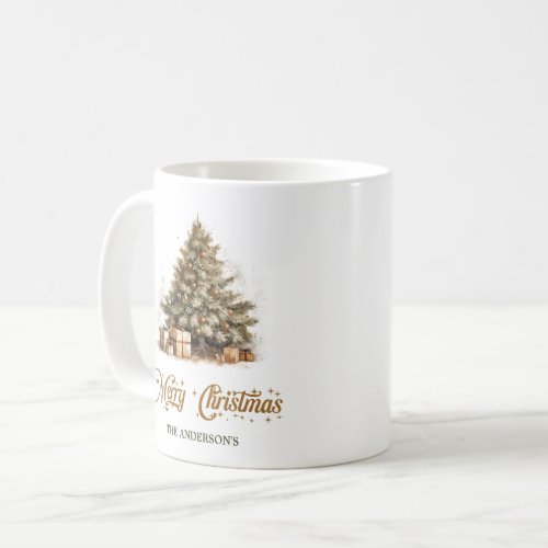 Cozy earth watercolor Christmas tree sage copper Coffee Mug