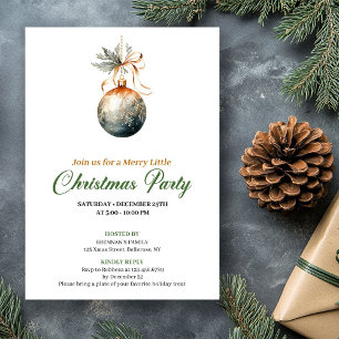 Cozy Earthy Colors Christmas Bauble Party Invite