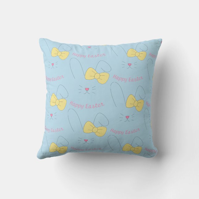 Cozy Easter Bunny Visual with Soft Spring Tones Throw Pillow (Back)