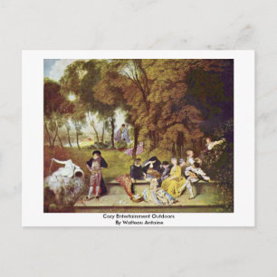 Cozy Entertainment Outdoors By Watteau Antoine Postcard