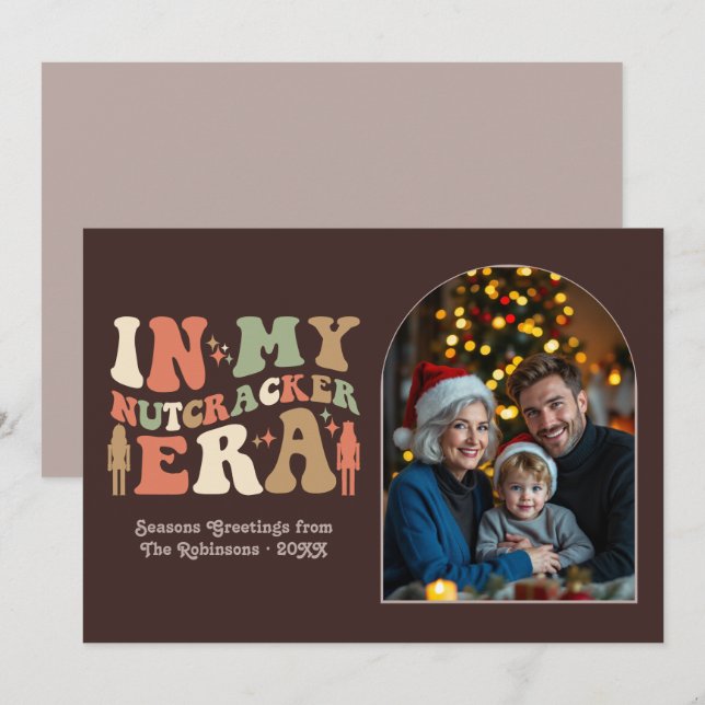 Cozy Espresso In My Nutcracker Era Christmas Photo Holiday Card (Front/Back)