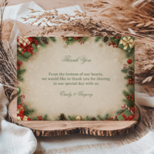 Cozy Evergreen Holiday Winter Harmony Thank You Card