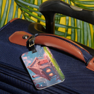 Cozy Fairytale Cottage by the Water – Dreamy Fanta Luggage Tag