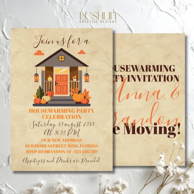 Cozy Fall Autumn Leaves Housewarming Party Invitation (Creator Uploaded)