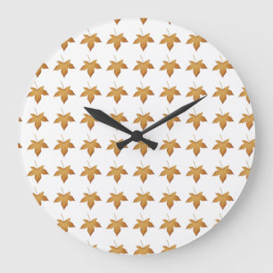 Cozy Fall Autumn Leaves Pattern Aesthetic Design Large Clock