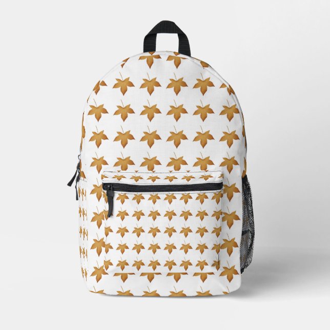 Cozy Fall Autumn Leaves Pattern Aesthetic Design Printed Backpack (Front)