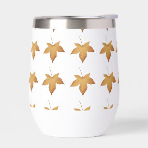 Cozy Fall Autumn Leaves Pattern Aesthetic Design Thermal Wine Tumbler