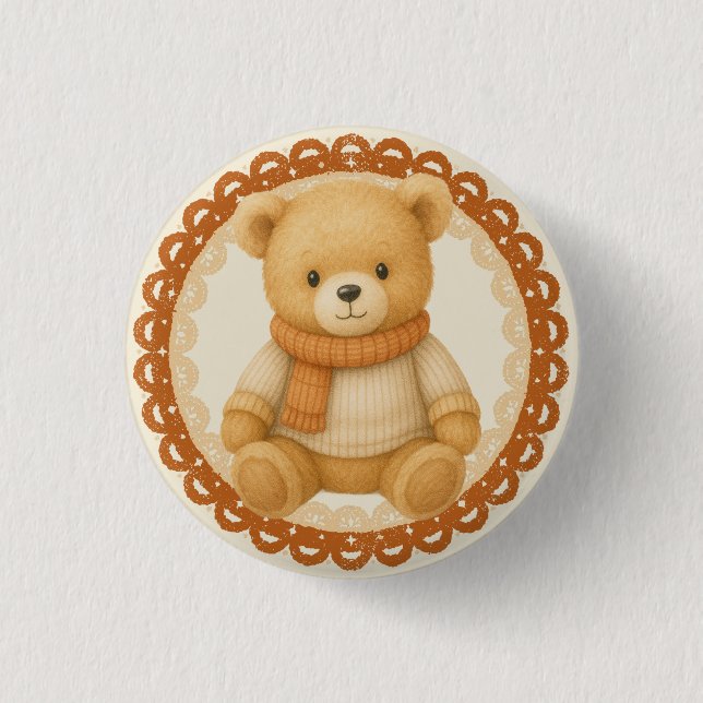 Cozy Fall Baby Shower | Neutral Cream & orange Button (Front)