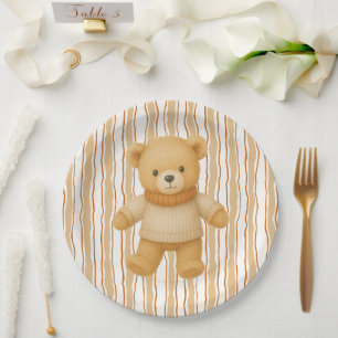 Cozy Fall Baby Shower Neutral Cream & orange Paper Plates