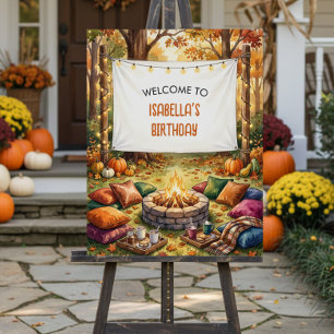Cozy Fall Backyard Movie Night Birthday Welcome Foam Board