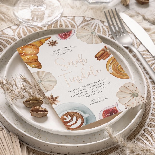 Cozy Fall Bridal Shower Brunch Rose Gold Foil Invitation (Creator Uploaded)