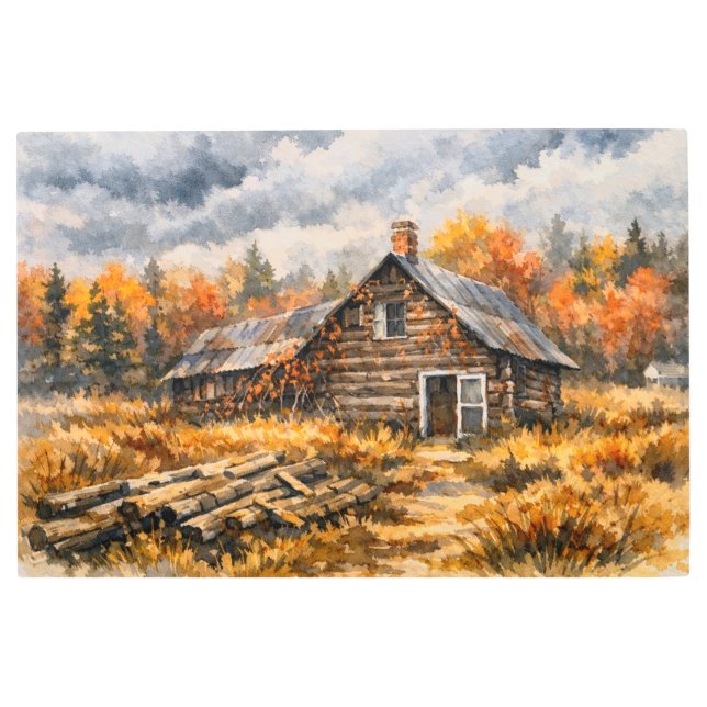 Cozy Fall Cabin Landscape Wall Art (Front)