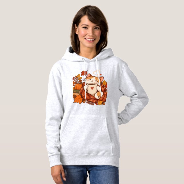 Cozy Fall Cat Hoodie (Front Full)