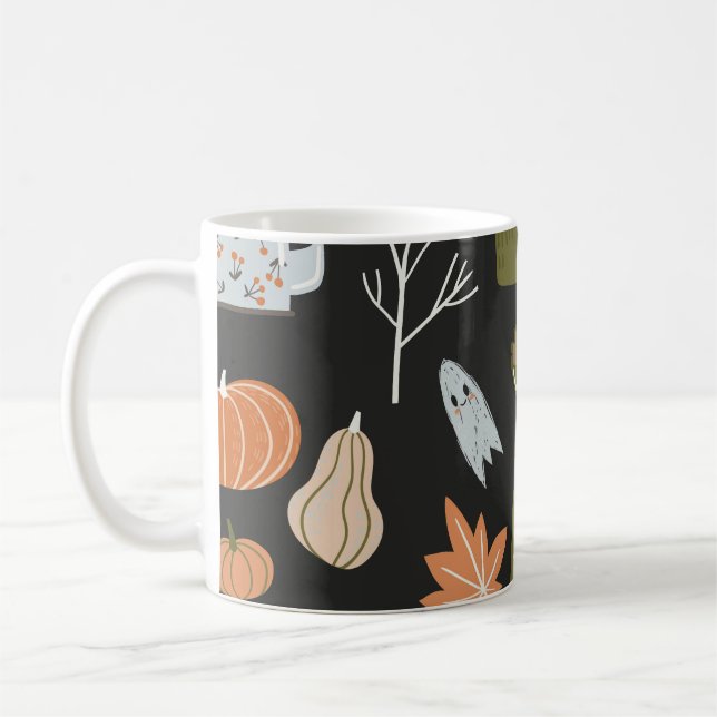 Cozy Fall Elements: Warm Pattern. Coffee Mug (Left)