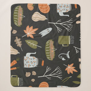 Cozy Fall Elements: Warm Pattern. Sherpa Blanket