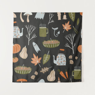 Cozy Fall Elements: Warm Pattern. Tapestry