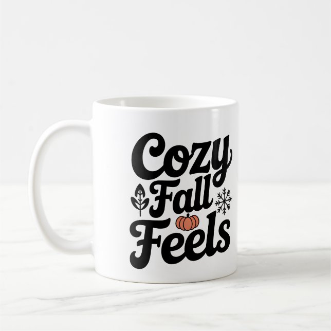 Cozy Fall Feels Mug – Autumn Coffee Cup Pumpkin (Left)