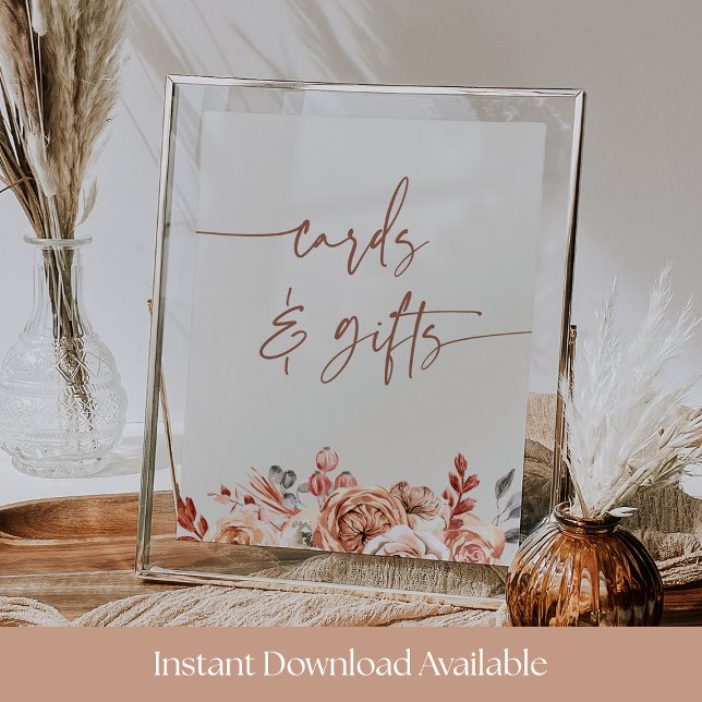 Cozy Fall Floral Baby Shower Cards & Gifts Sign (Creator Uploaded)