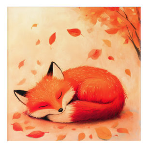 Cozy Fall Forest Sleeping Fox Acrylic Print