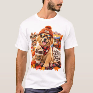 Cozy Fall Golden Retriever Pumpkin Spice T-Shirt