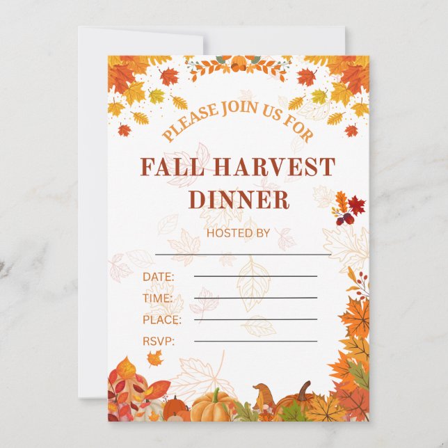 Cozy Fall Harvest Dinner Invitation (Front)