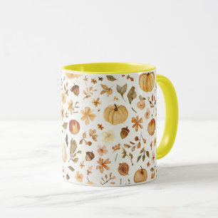 Cozy Fall Harvest Watercolor Mug Autumn Pumpkin