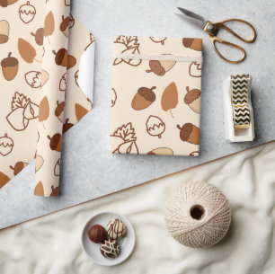 Cozy Fall Hazelnut Leaf Seamless Wrapping Paper