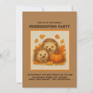 Cozy Fall Hedgehog friendsgiving Gathering vibes