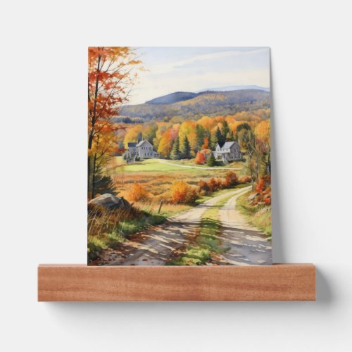 Cozy Fall In Vermont Farm Watercolor Art Picture Ledge