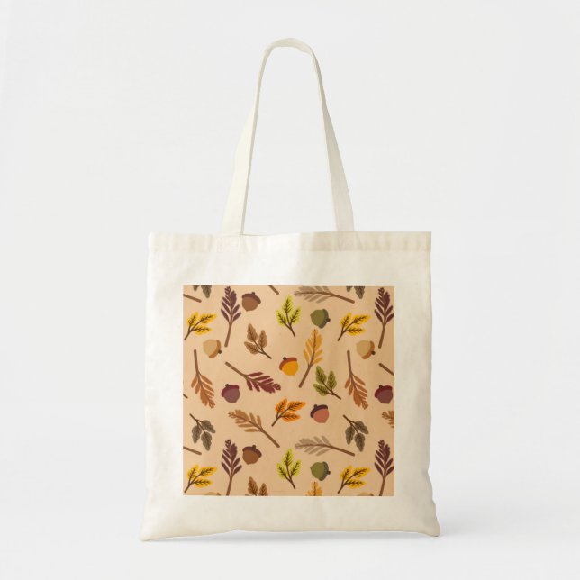 Cozy Fall Leaves & Acorns Tote Bag (Front)