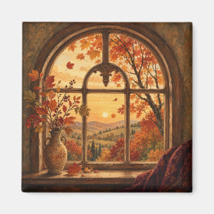 Cozy Fall Leaves and Rustic Seasonal Decor Magnet