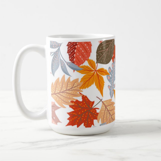 Cozy Fall Leaves Autumn Cute Pattern Coffee Mug (Left)