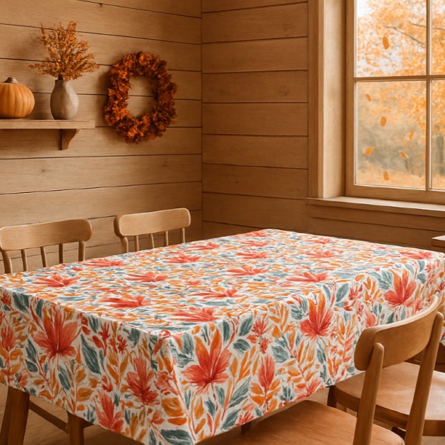 Cozy Fall Leaves Autumn Season  Tablecloth (Creator Uploaded)