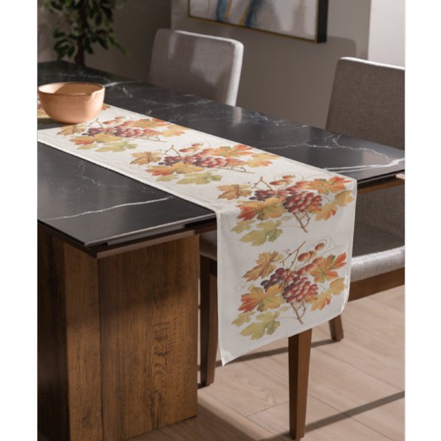Cozy Fall Leaves Grapes Pattern Family Table Cover Medium Table Runner (Creator Uploaded)