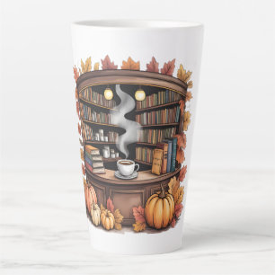 Cozy Fall Library Coffee Tasse — Book Nook Latte Mug